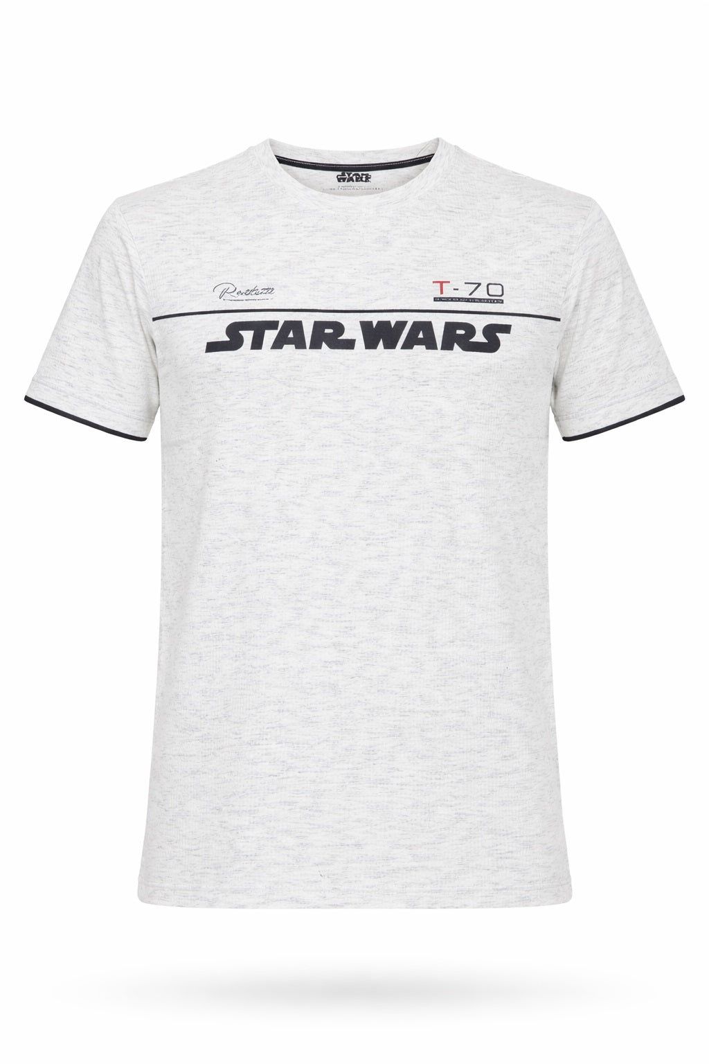 Men White Melange Typography Star Wars Printed T-shirt