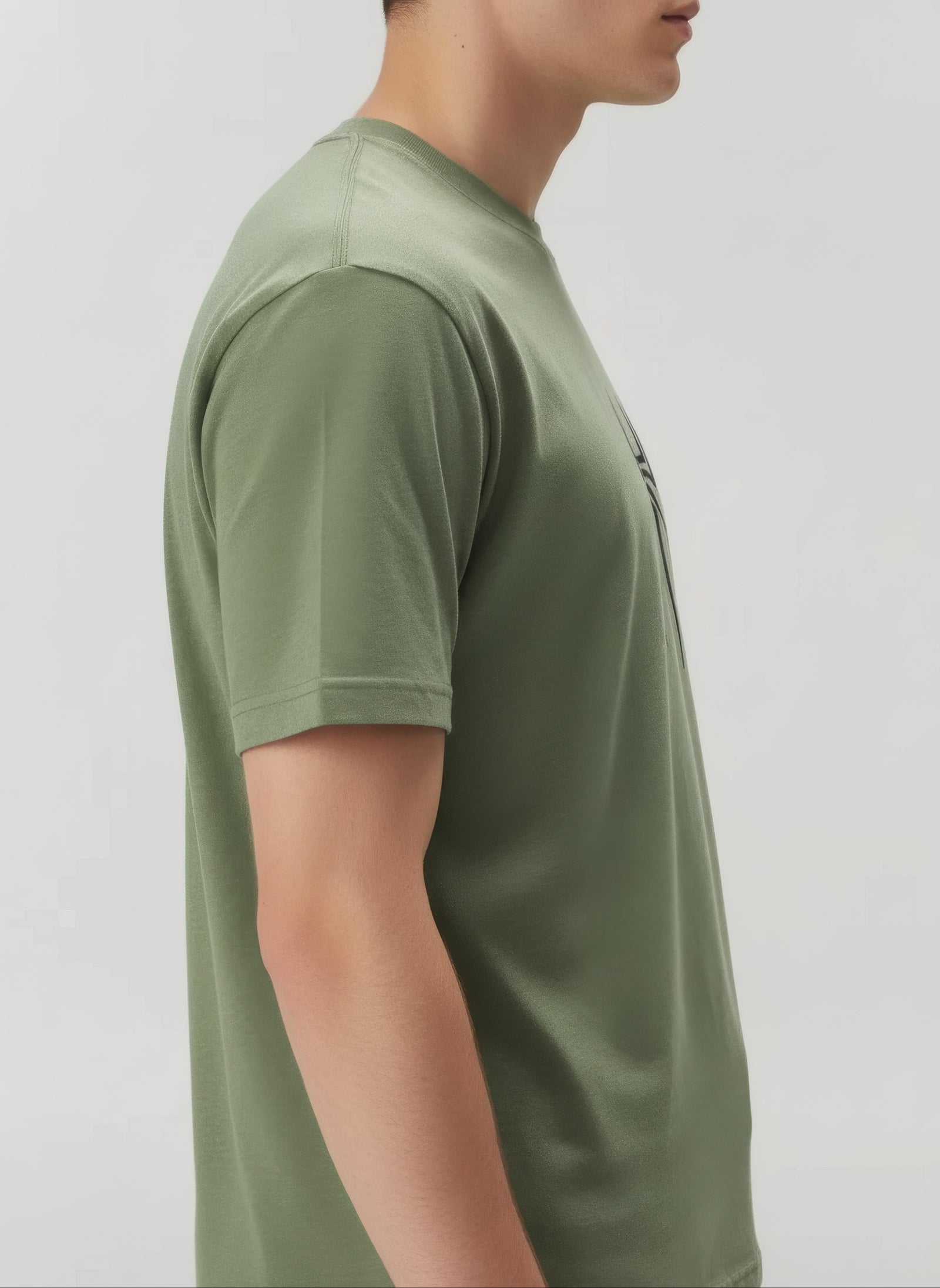 Octave Men Oil Green Printed Round Neck T-shirt