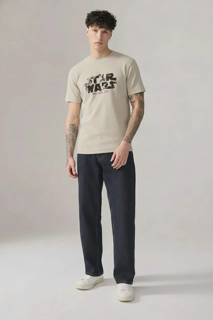 Men Chalk Star Wars Printed T-shirt