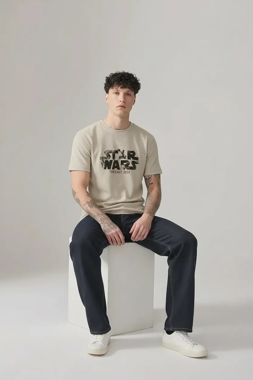 Men Chalk Star Wars Printed T-shirt