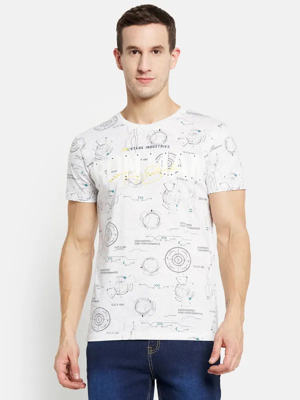 Men White Melange T-Shirt