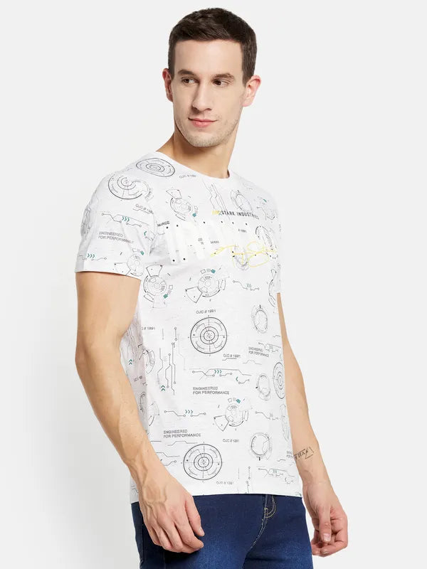 Men White Melange T-Shirt