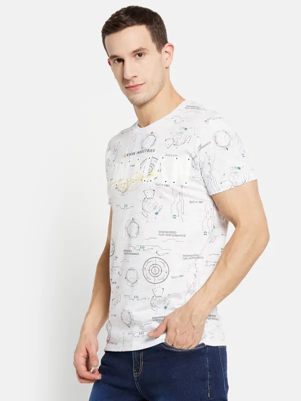 Men White Melange T-Shirt