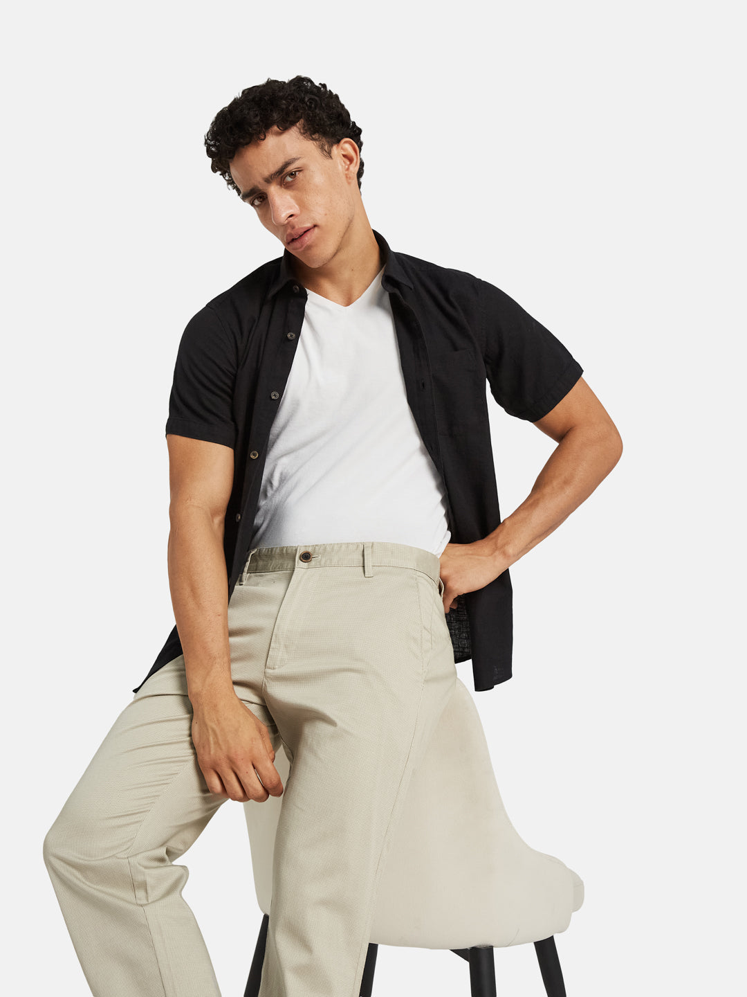 METTLE Spread Collar Cotton Casual Shirt