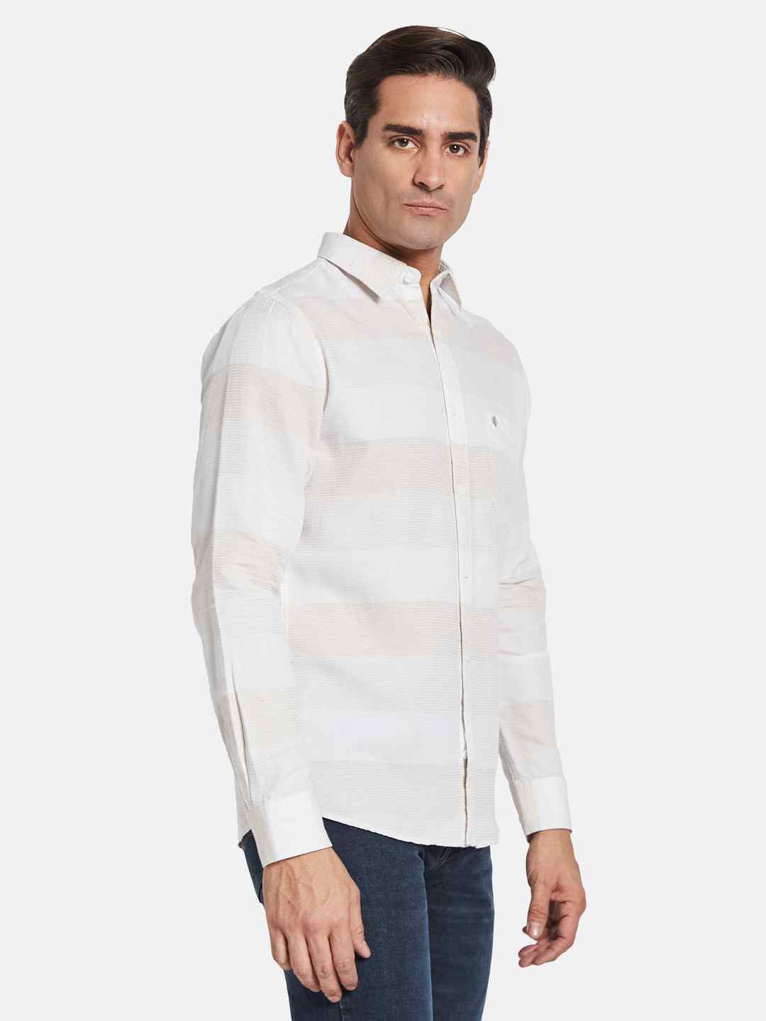 METTLE Men Multi Stripes Opaque Striped Casual Shirt