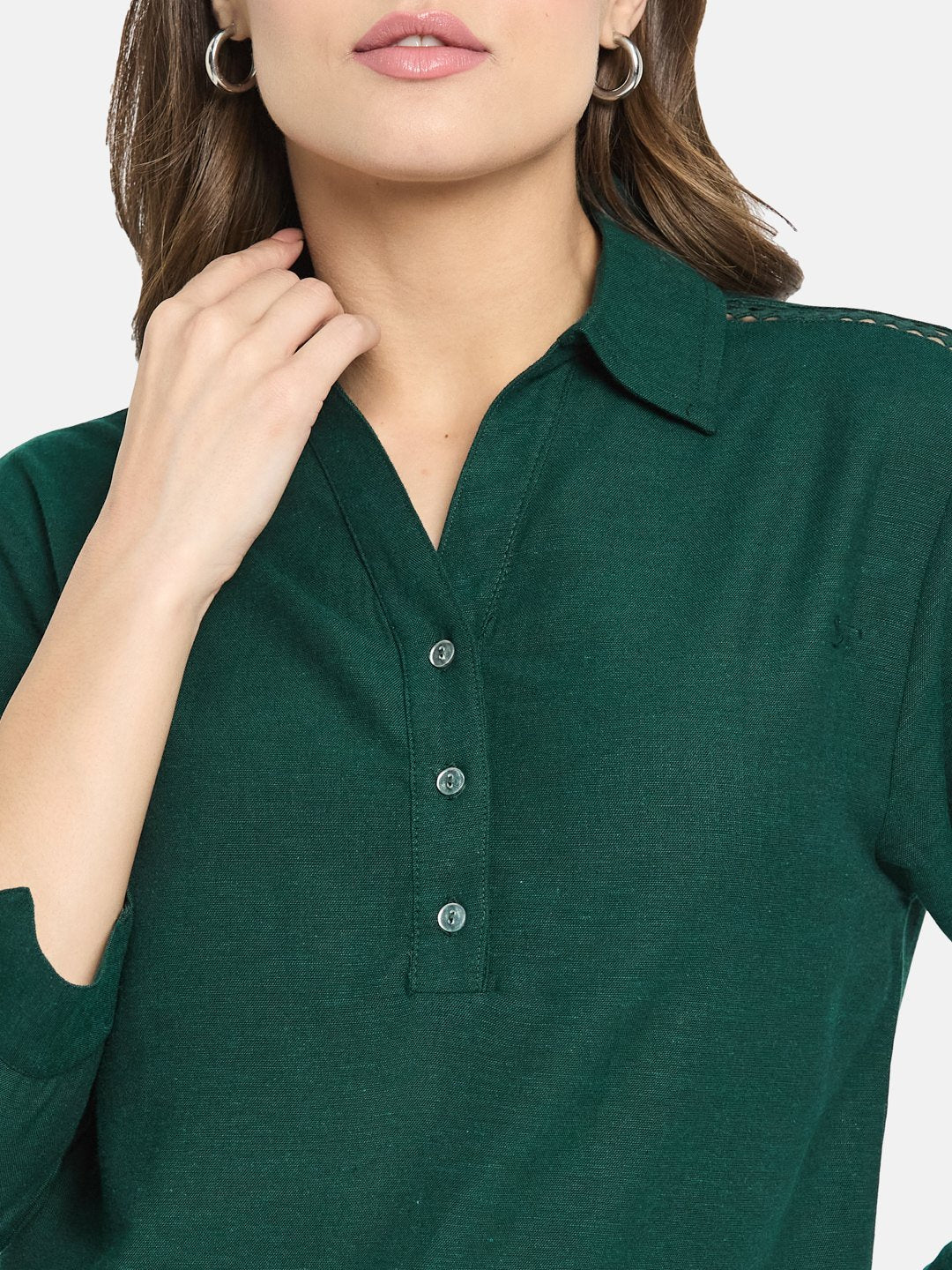 METTLE Women Cotton Shirt Collar Top
