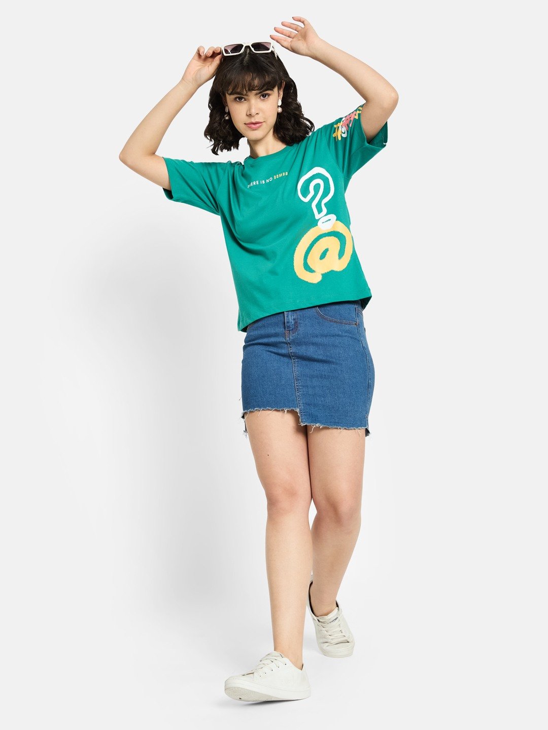 METTLE Women Graphic Printed Round Neck Cotton T-shirt