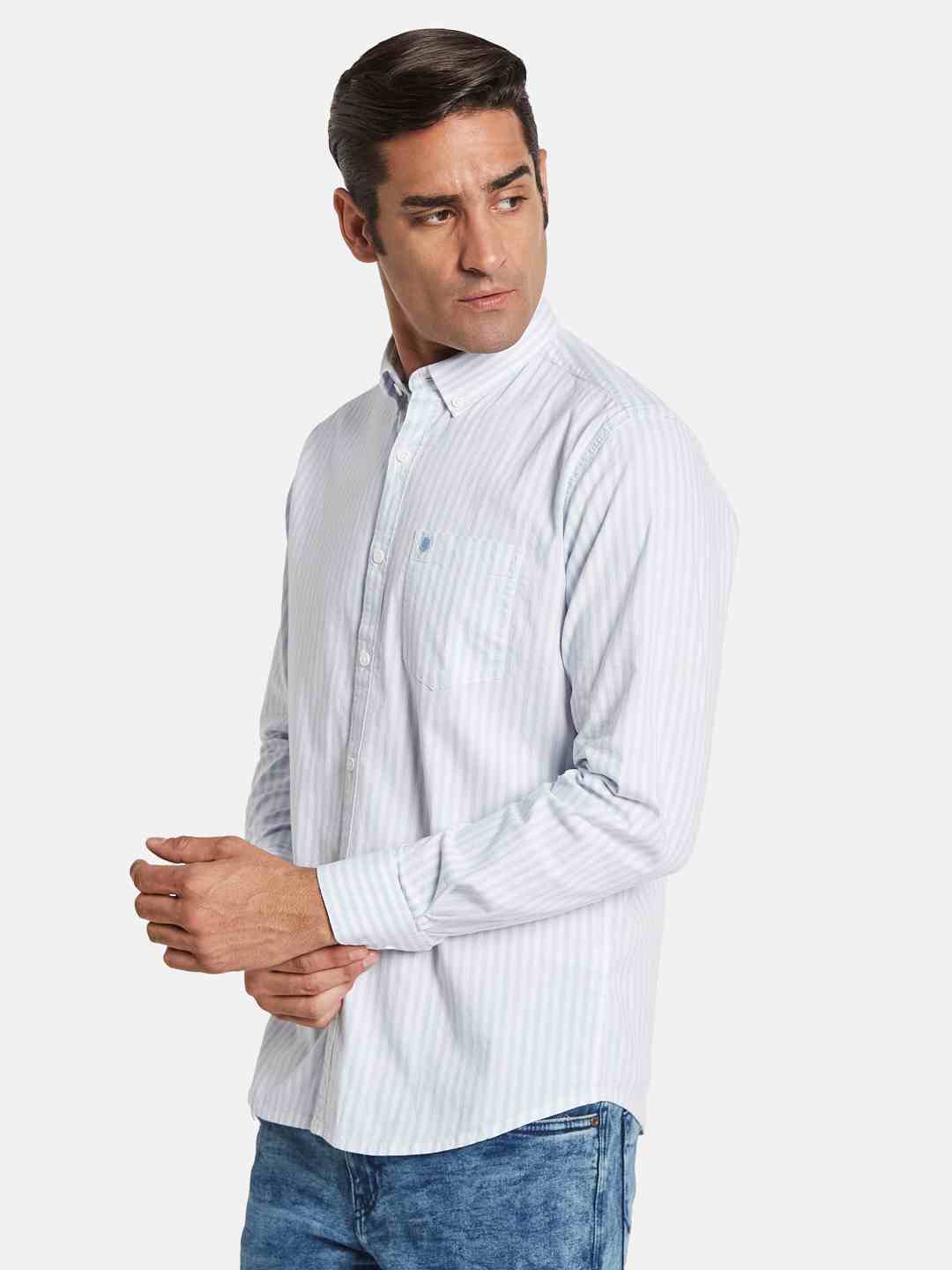 METTLE Men Multi Stripes Opaque Striped Casual Shirt