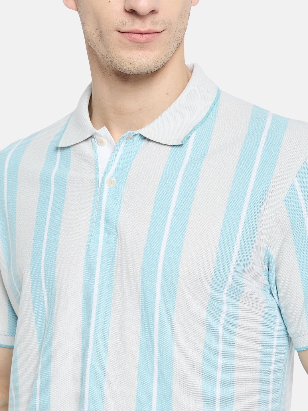 Octave Men Striped Polo Collar T-shirt