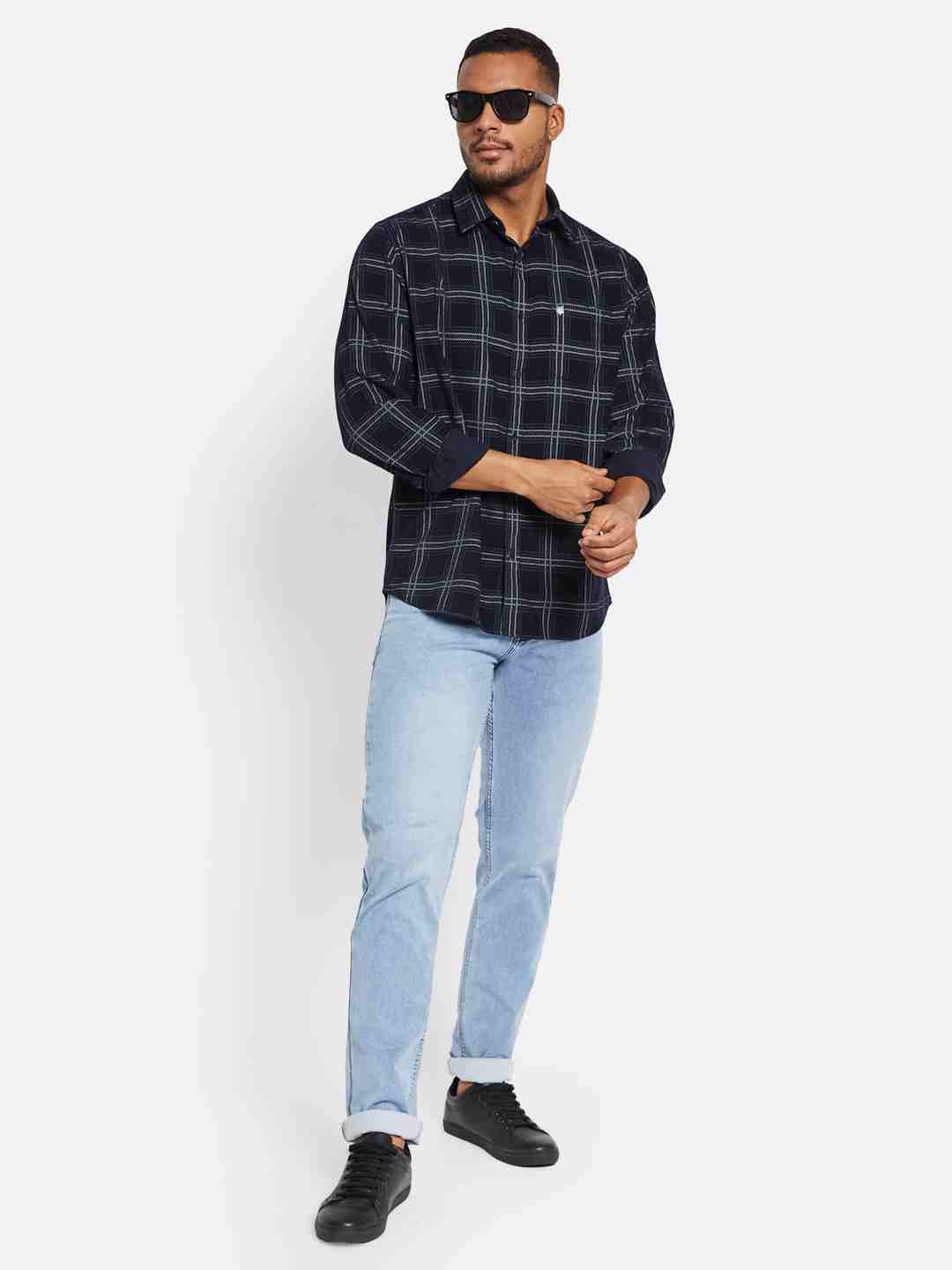 METTLE Men Opaque Checked Casual Shirt