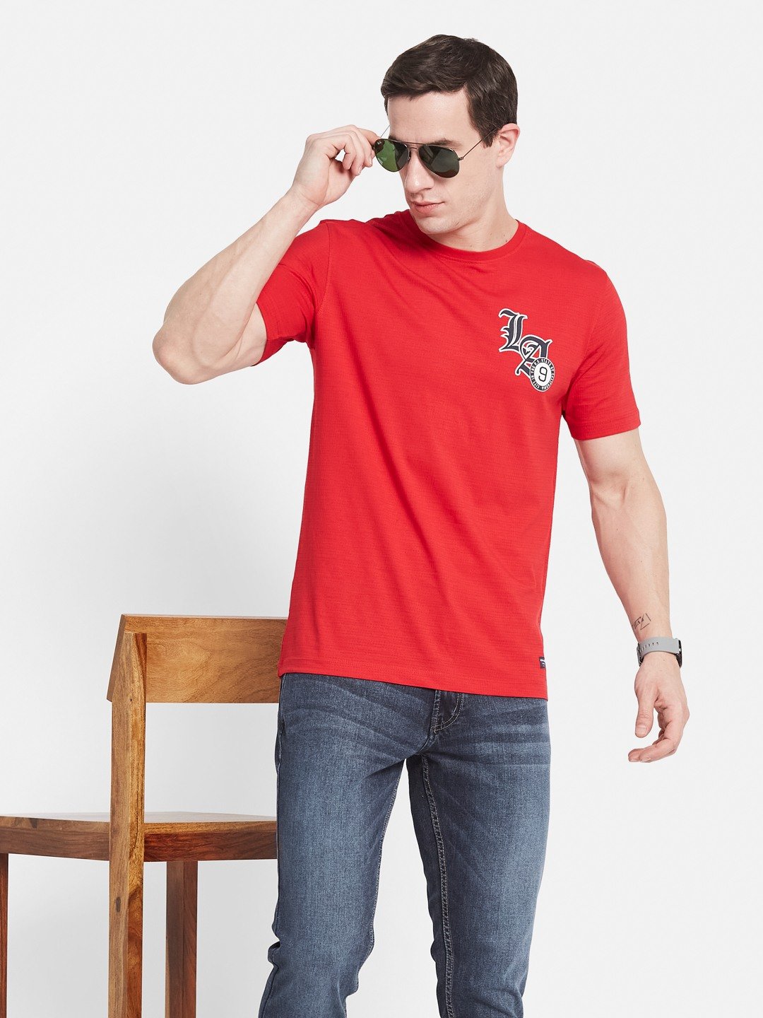 Octave Men Printed Monochrome T-shirt