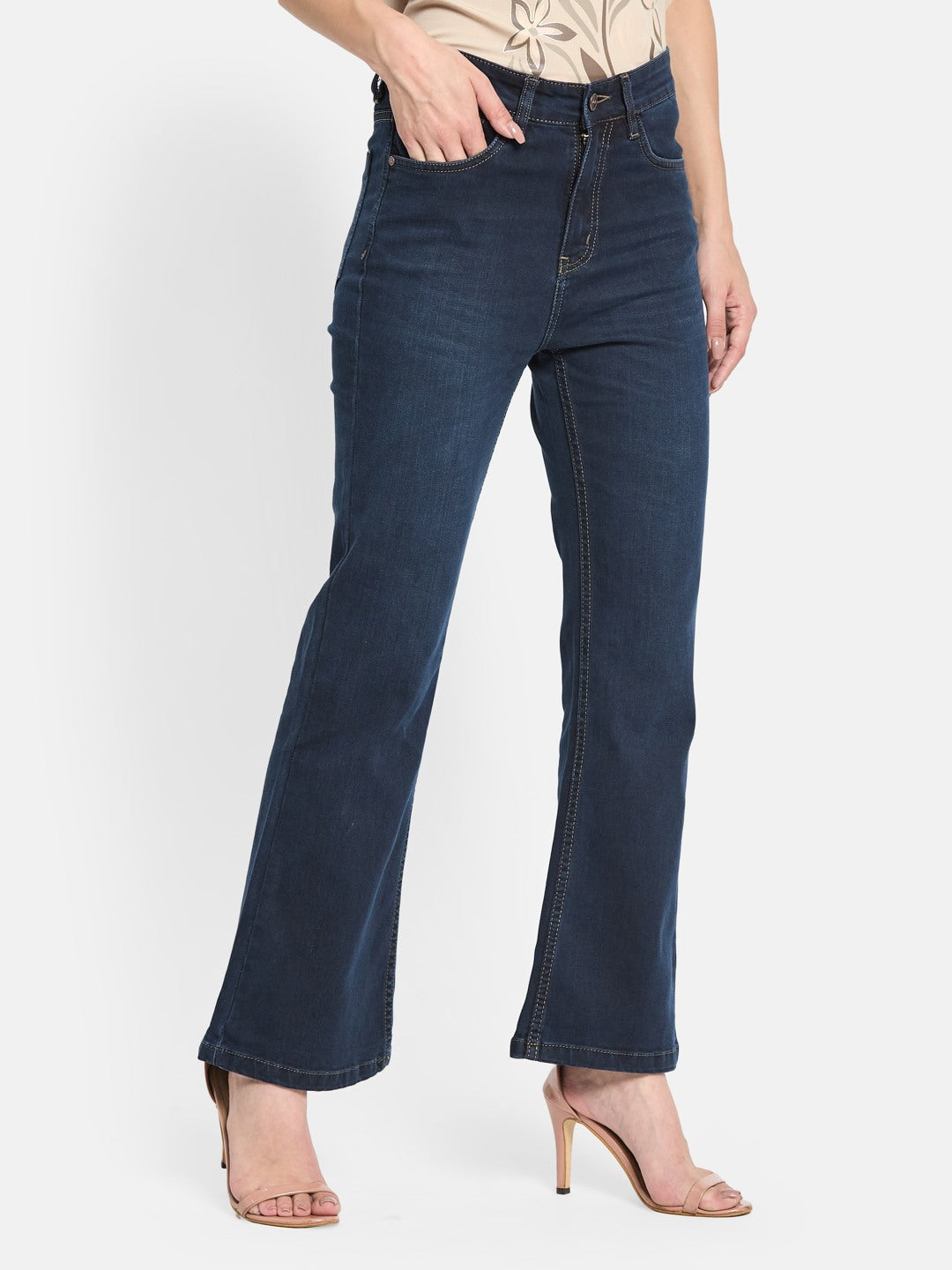 METTLE Women Bootcut Light Fade Stretchable Jeans