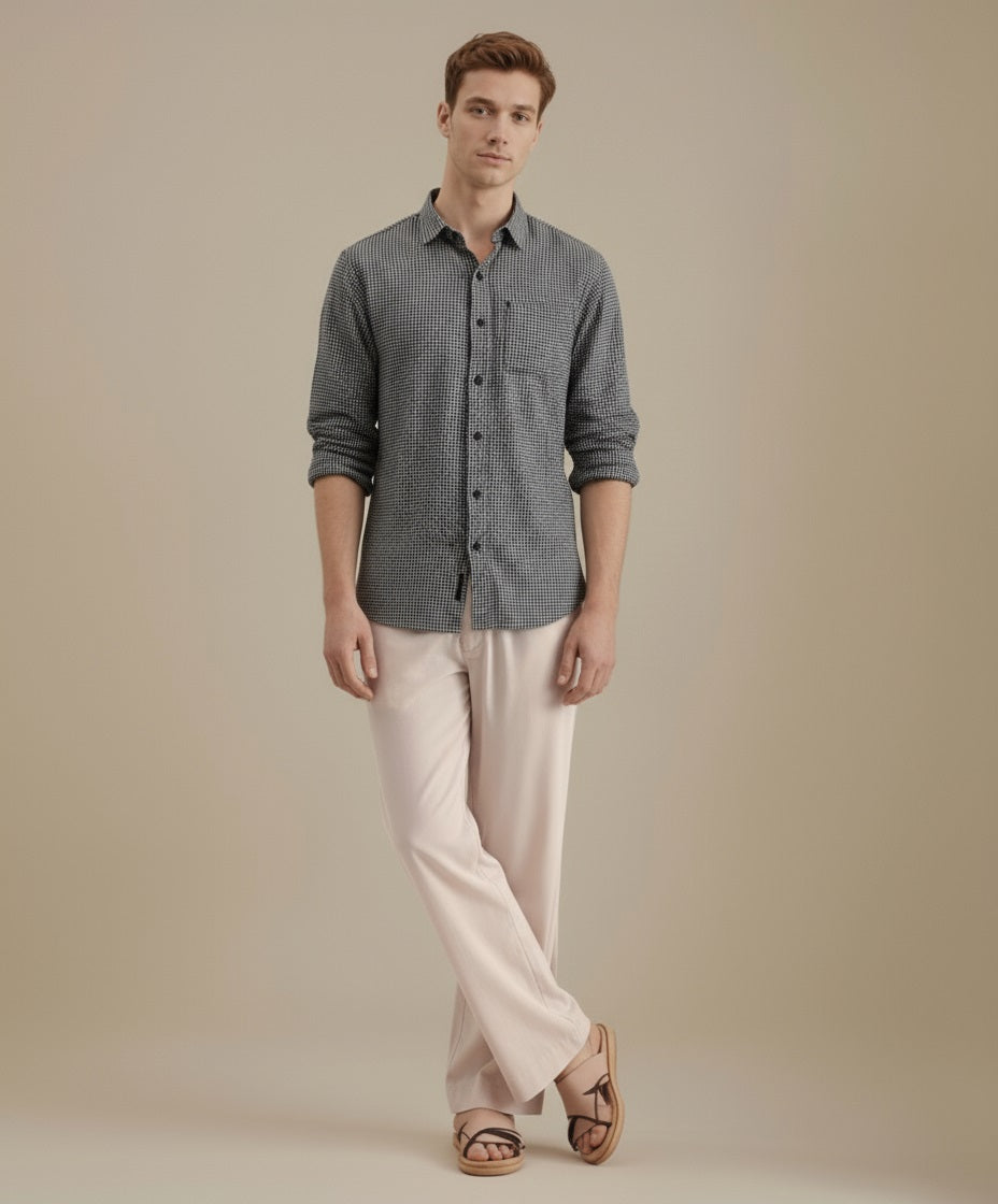 METTLE Men Checked Casual Shirt