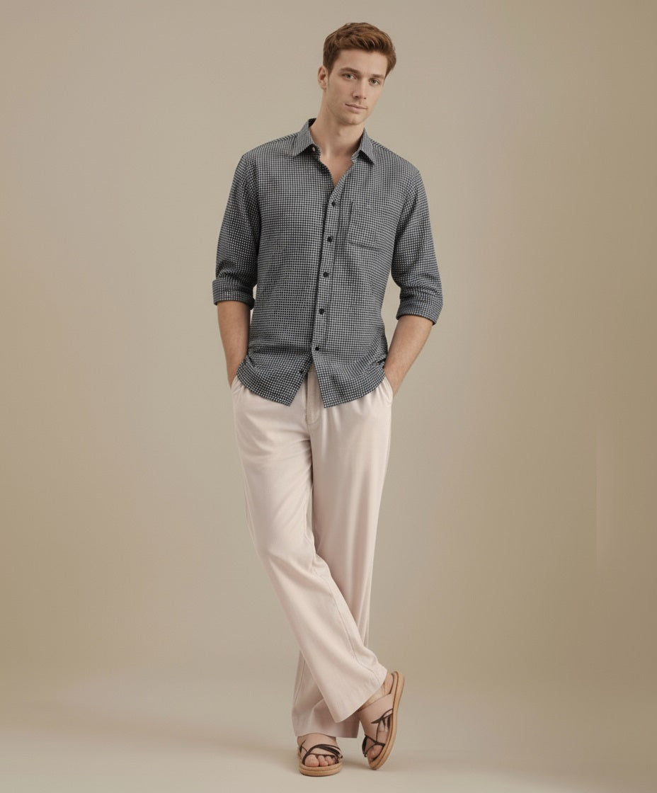 METTLE Men Checked Casual Shirt