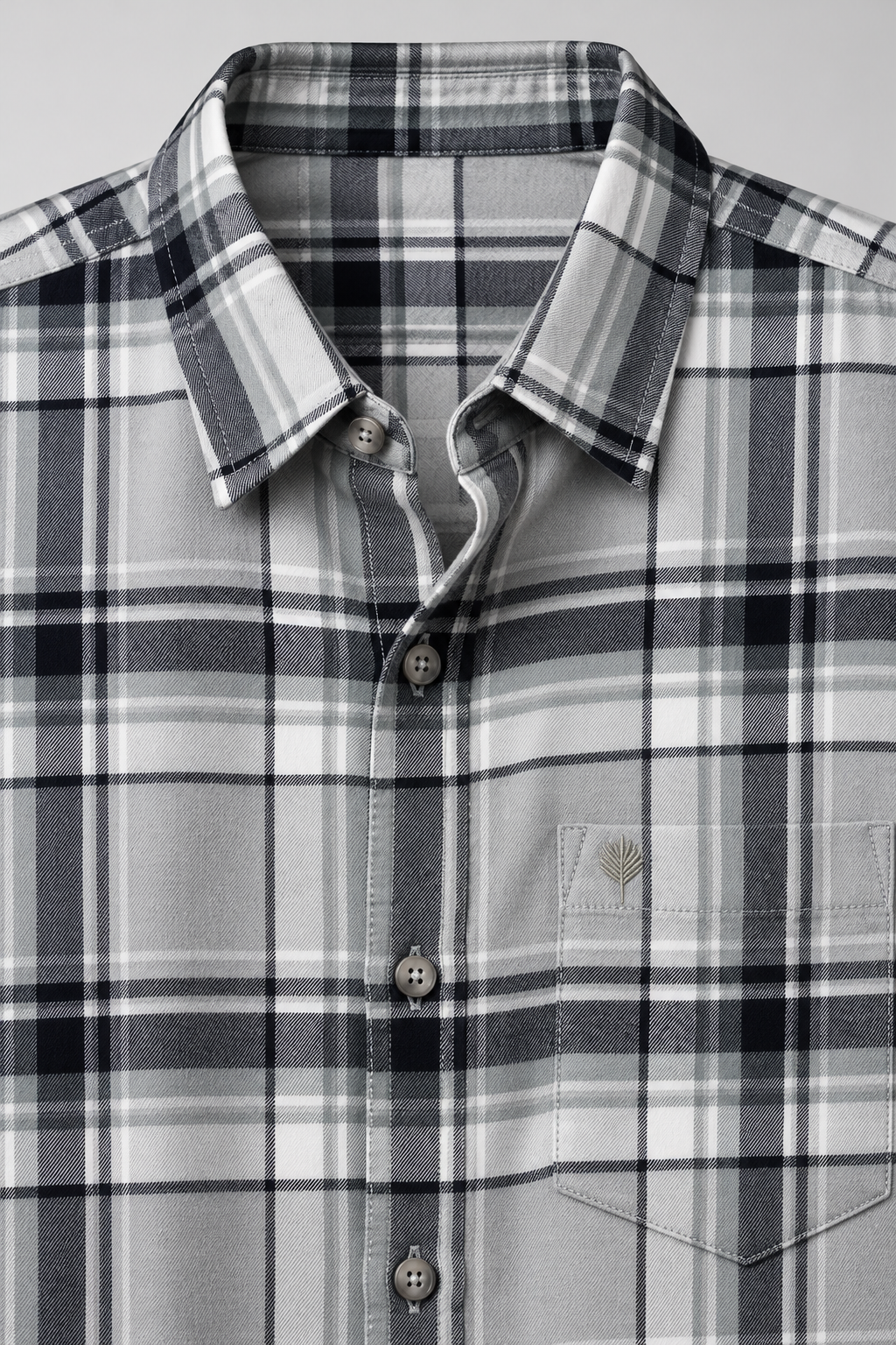 Men's Regular Fit Twill Brushed Checkered Full Sleeve Shirt with Spread Collar and Chest Pocket – Fern