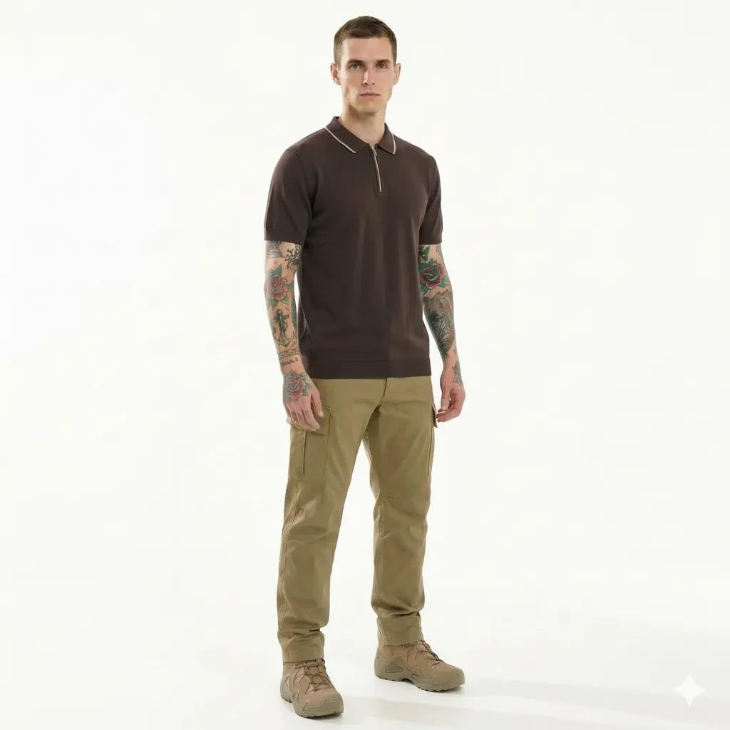 METTLE Men Coffee Polo Collar T-shirt