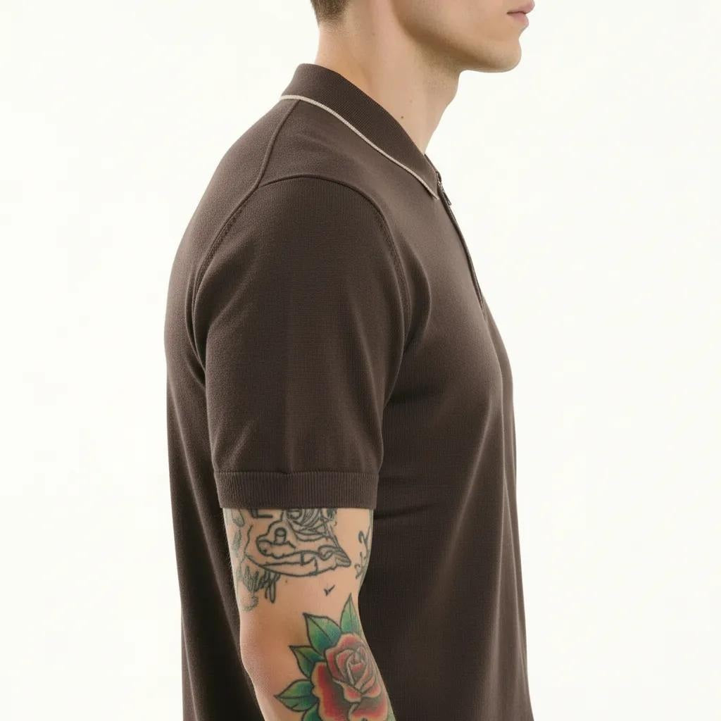METTLE Men Coffee Polo Collar T-shirt