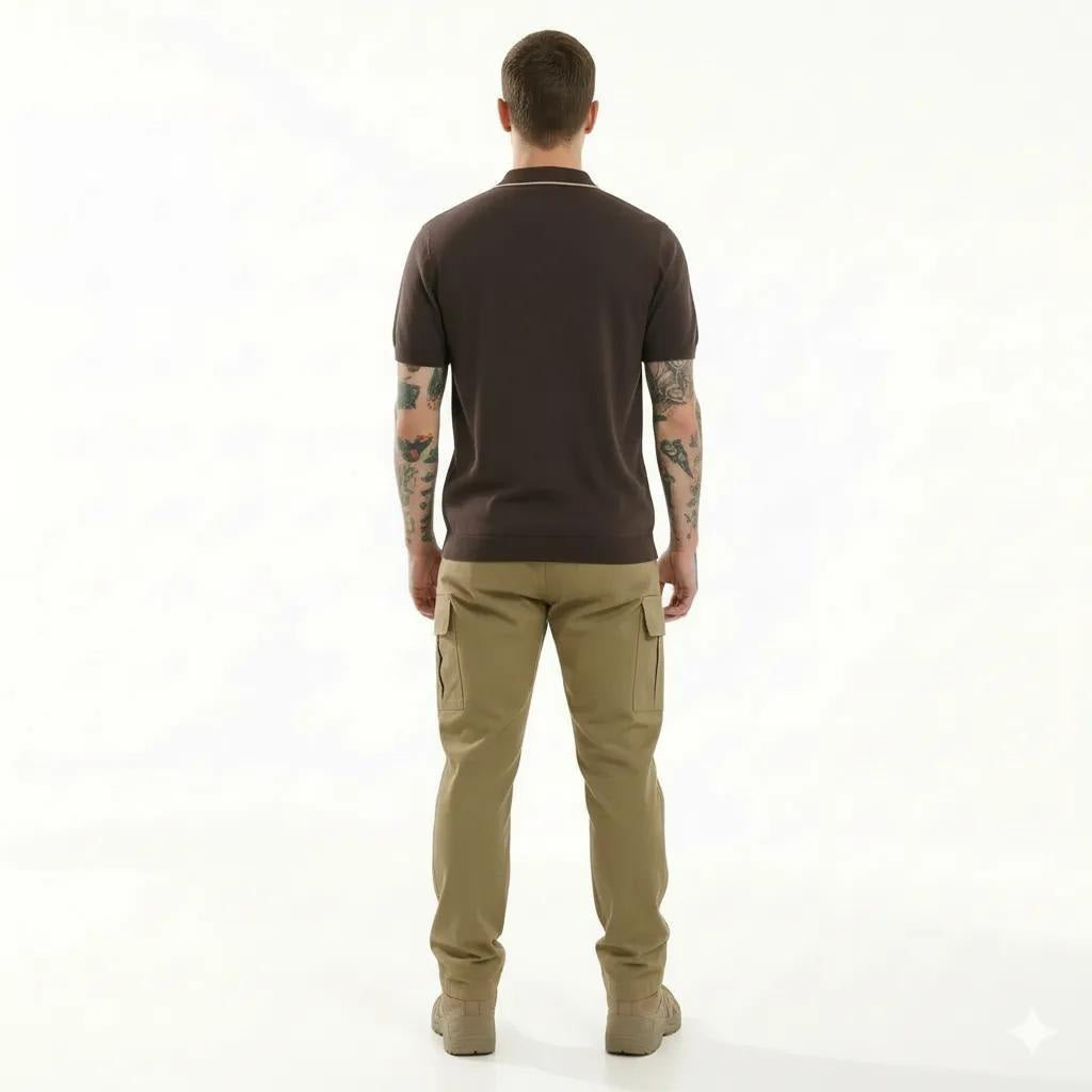 METTLE Men Coffee Polo Collar T-shirt