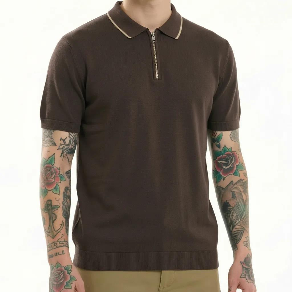 METTLE Men Coffee Polo Collar T-shirt