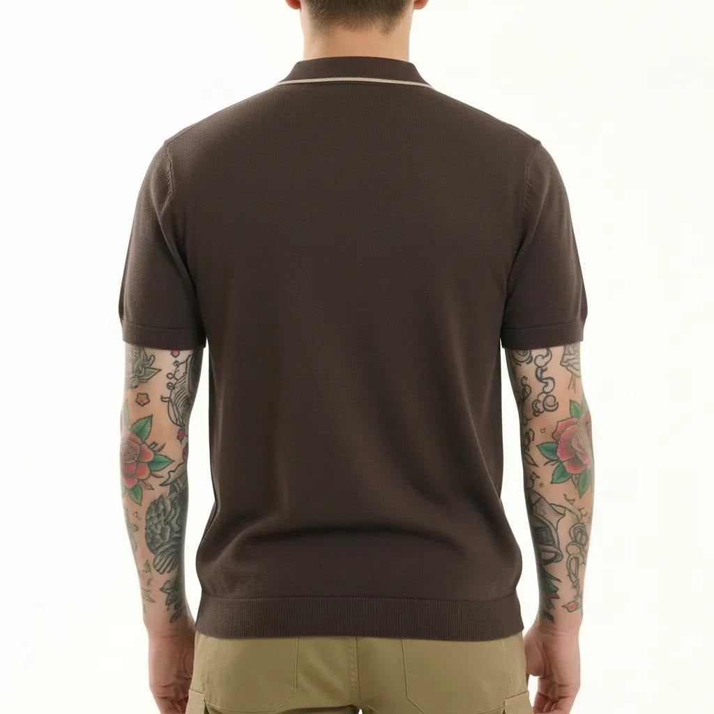 METTLE Men Coffee Polo Collar T-shirt