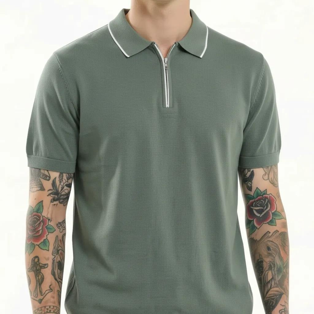 METTLE Men Fern Polo Collar T-shirt