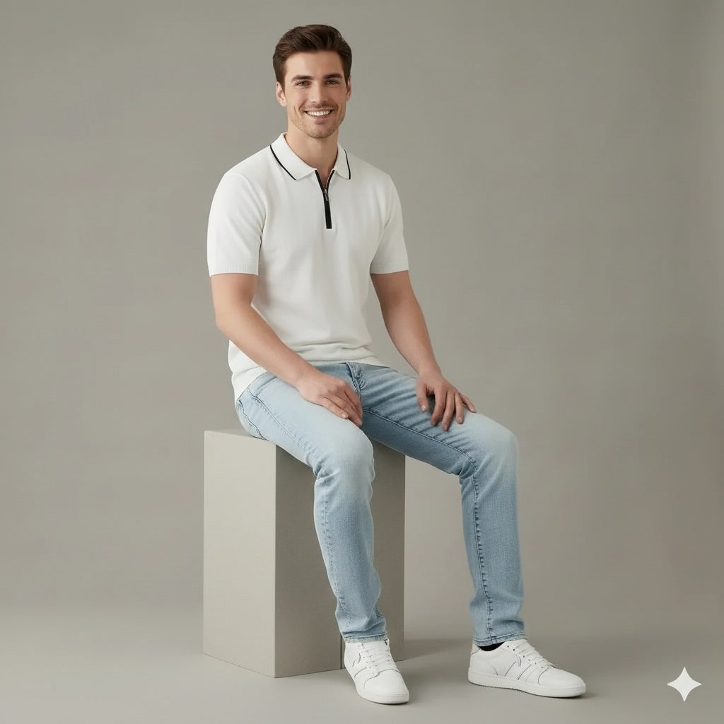 Men Off White Solid T-Shirt