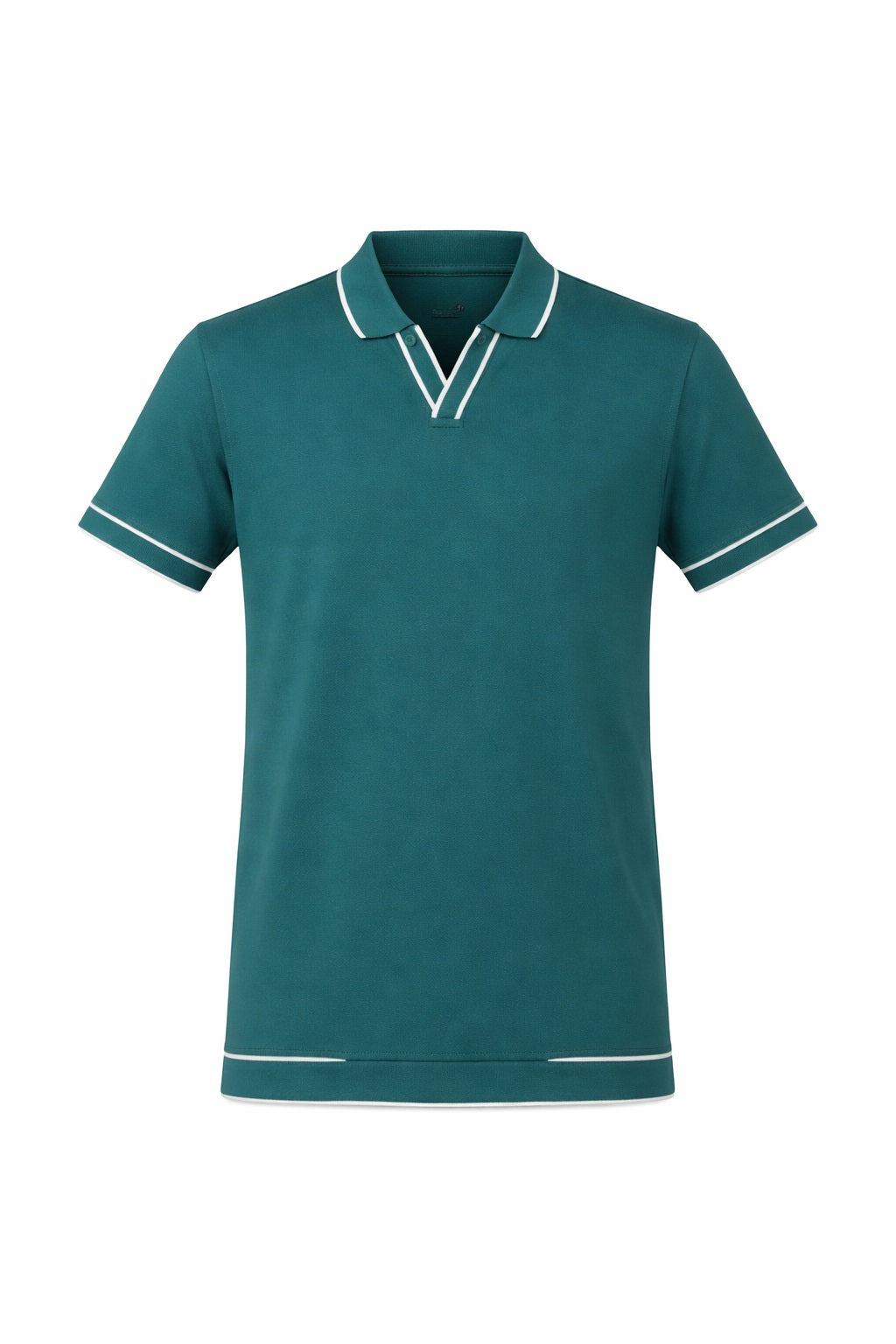 Men Bottle Green Solid Polo Collar T-shirt