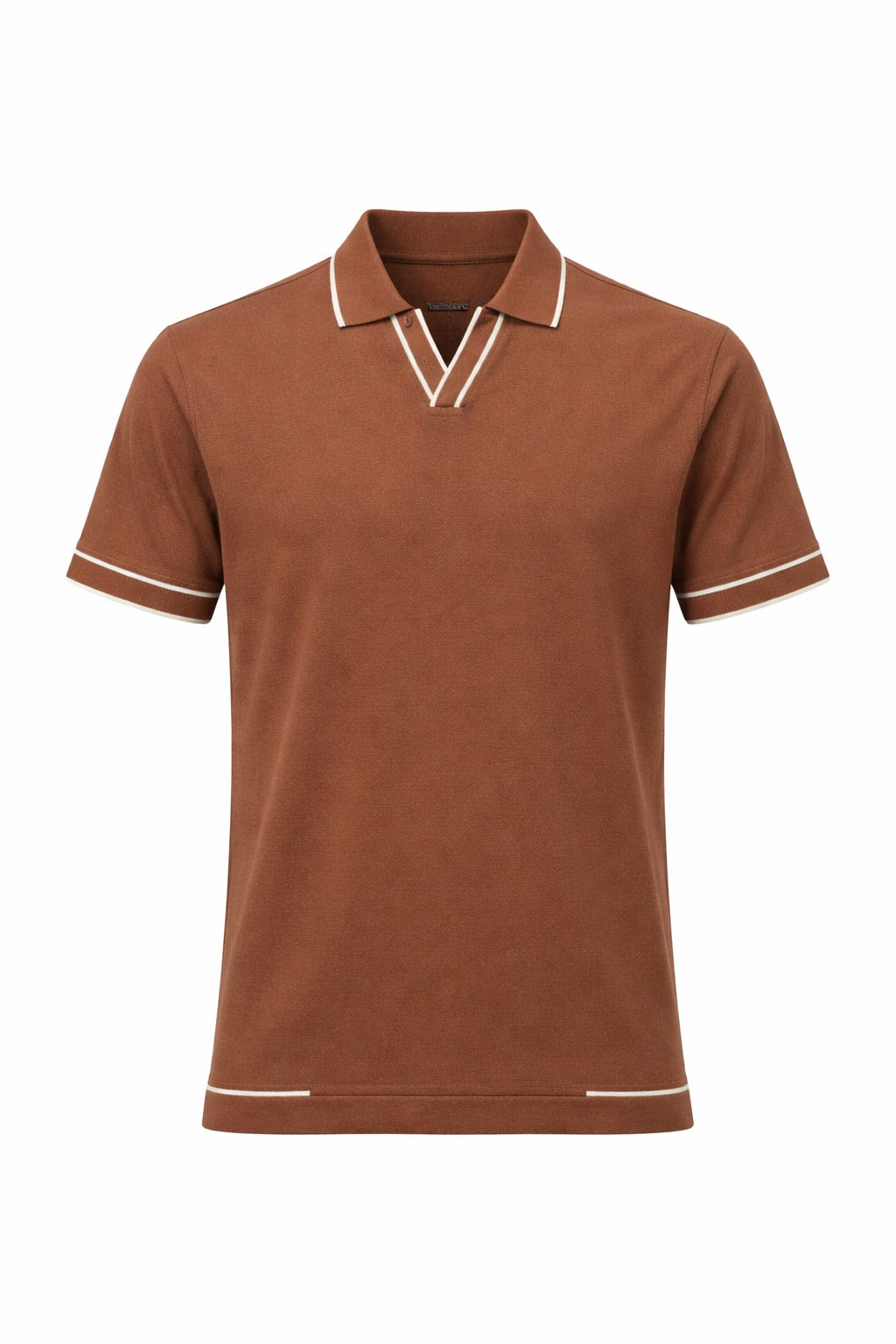 Men Tobacco Solid Polo Collar T-shirt