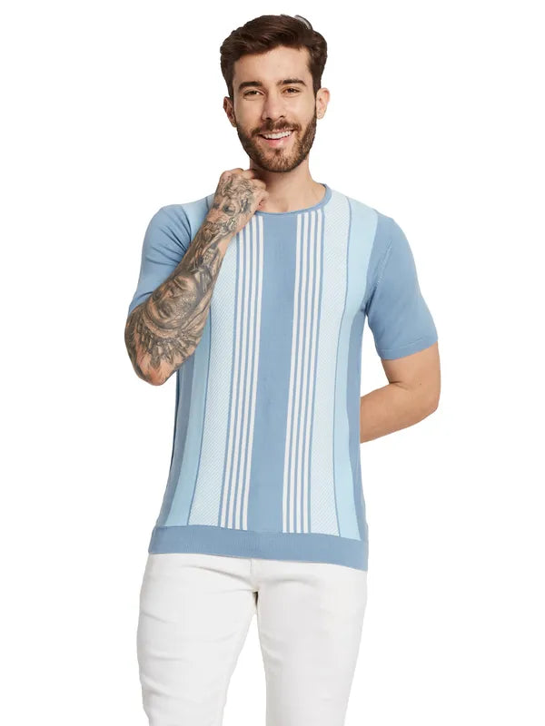 Mettle Men Round Neck Striped T-Shirt