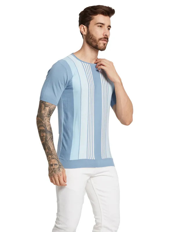 Mettle Men Round Neck Striped T-Shirt