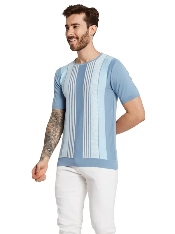 Mettle Men Round Neck Striped T-Shirt