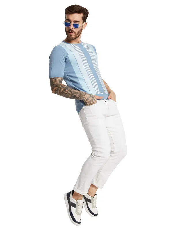 Mettle Men Round Neck Striped T-Shirt