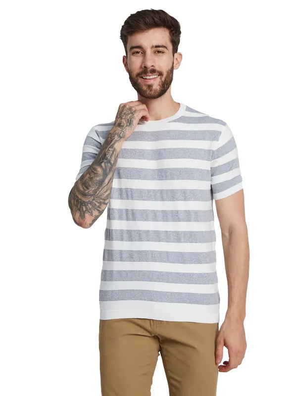 Mettle Men Round Neck Striped T-Shirt