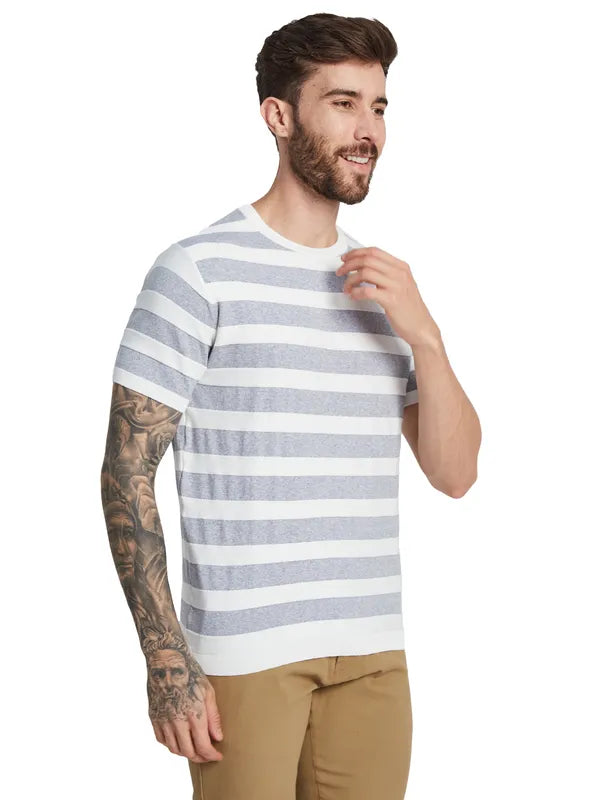 Mettle Men Round Neck Striped T-Shirt