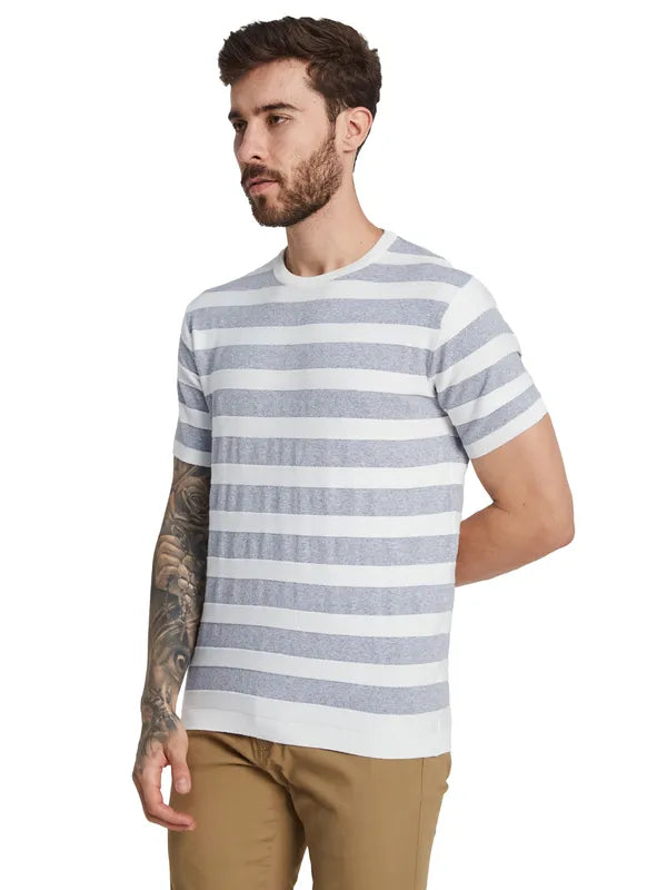 Mettle Men Round Neck Striped T-Shirt