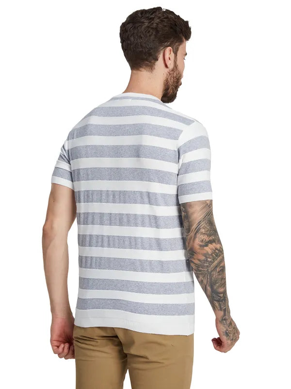 Mettle Men Round Neck Striped T-Shirt