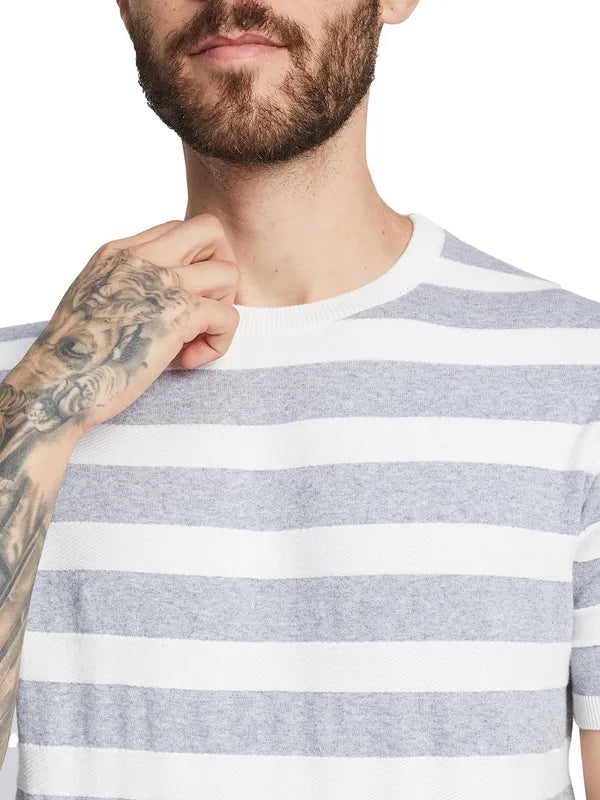 Mettle Men Round Neck Striped T-Shirt