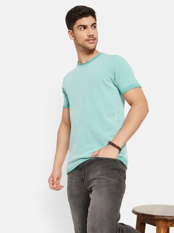 Basic Raw Edged Neck And Sleeve T-Shirt