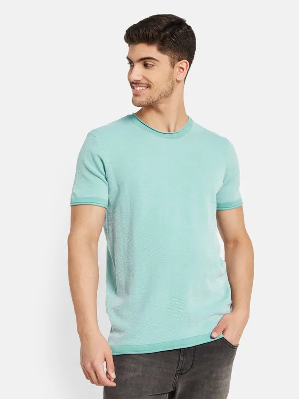 Basic Raw Edged Neck And Sleeve T-Shirt