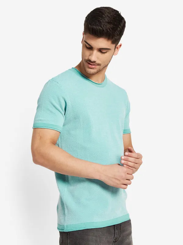 Basic Raw Edged Neck And Sleeve T-Shirt