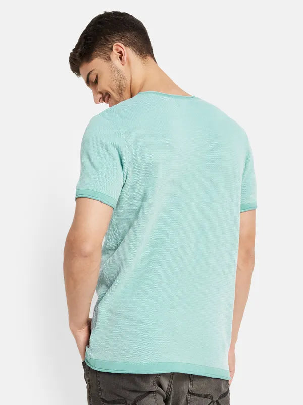 Basic Raw Edged Neck And Sleeve T-Shirt