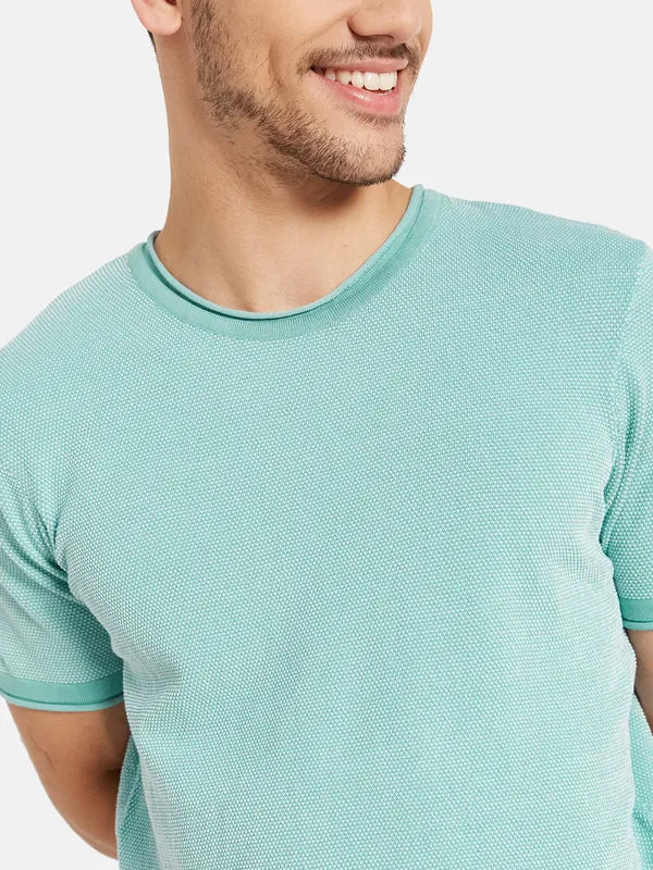 Basic Raw Edged Neck And Sleeve T-Shirt