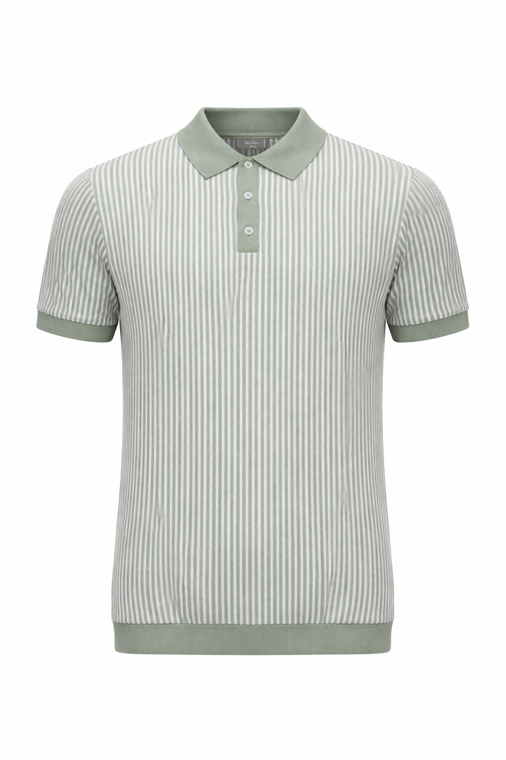 Men Desert Sage Striped Polo Collar T-shirt