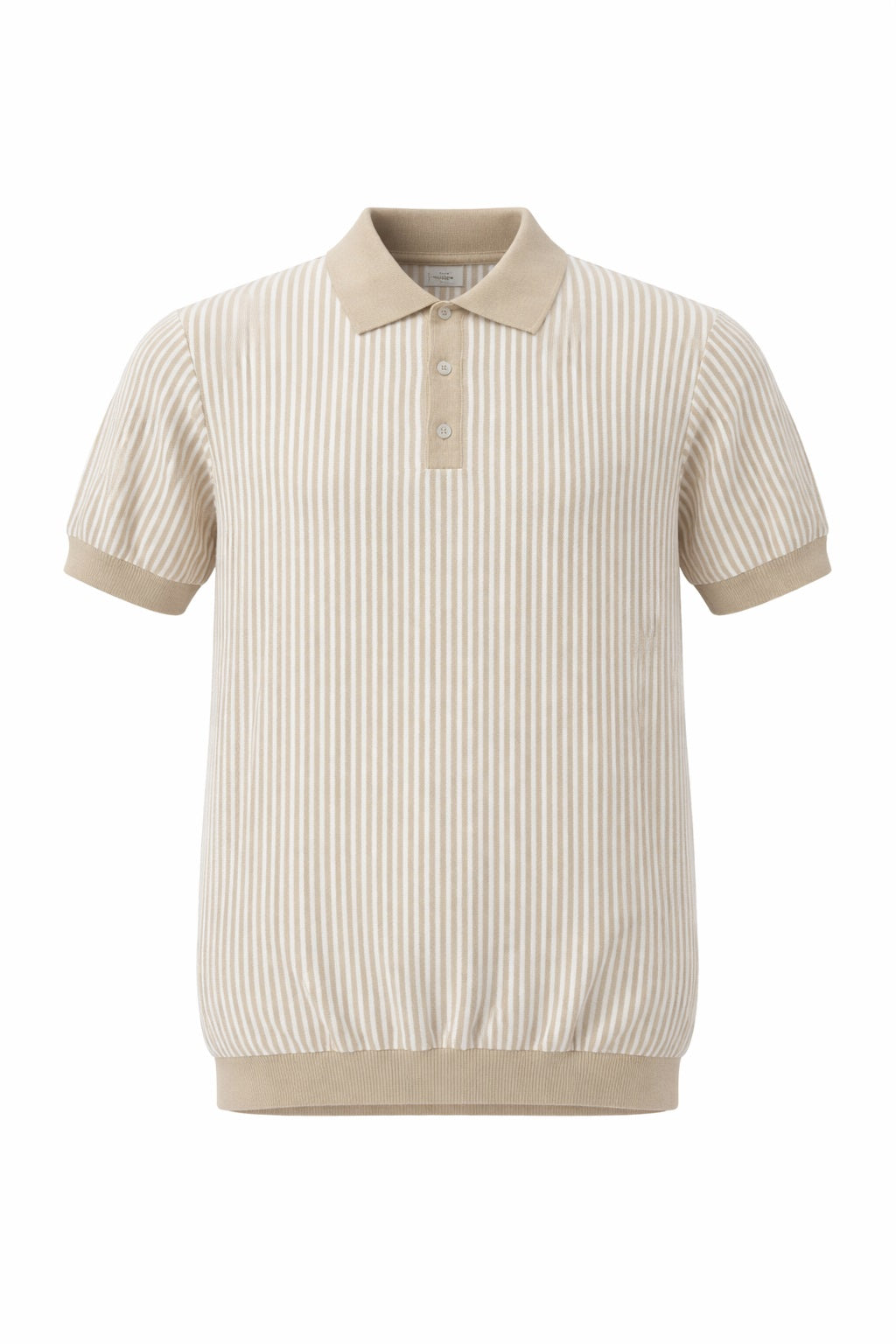 Men Light Mastic Striped Polo Collar T-shirt