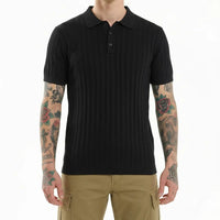 Men Black Polo Collar T-shirt