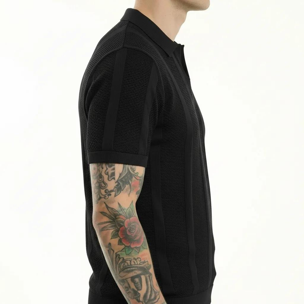 Men Black Polo Collar T-shirt