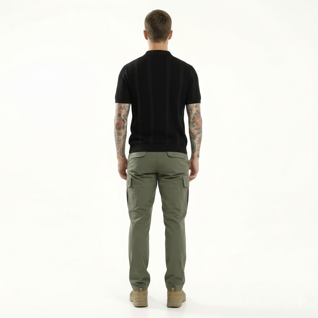 Men Black Polo Collar T-shirt