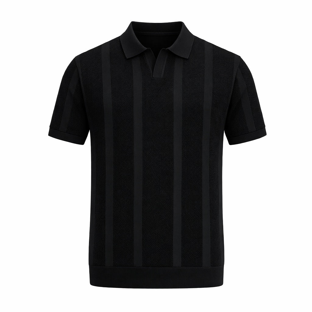 Men Black Polo Collar T-shirt