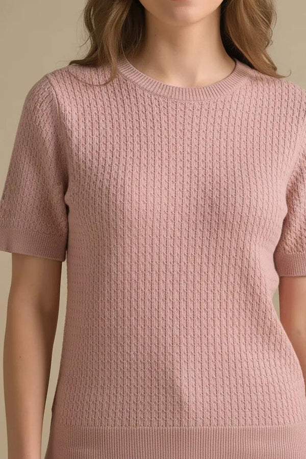 Women Suede Pink T-shirt