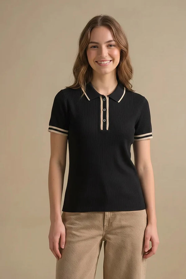 Women Polo Collar T-shirt